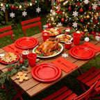 250Pcs Red Plastic Party Plates and Napkins Set for Birthday, Christmas - Image 5