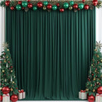 40x10ft Wrinkle Free Hunter Green Backdrop Curtain for Parties Soft Fabric Drapes Wedding Dark Green Curtain Backdrop for Birthday Party Decorations Background for Photography 5x10ft,8 Panels - Image 5