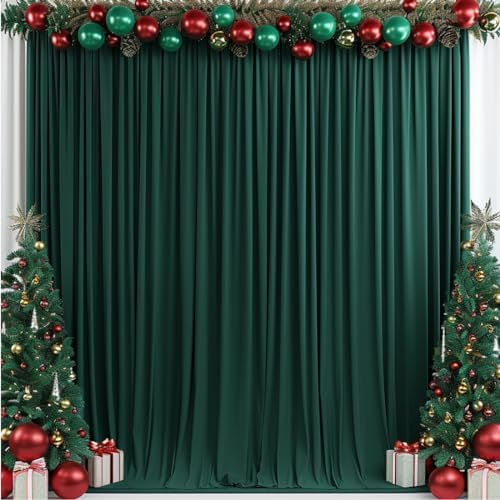 40x10ft Wrinkle Free Hunter Green Backdrop Curtain for Parties Soft Fabric Drapes Wedding Dark Green Curtain Backdrop for Birthday Party Decorations Background for Photography 5x10ft,8 Panels - Image 5