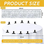 Newwiee 12 Pack Round Plastic Tablecloth Sequin Runner Set, Silver, White - Image 2