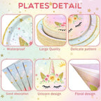 Funnymoom 452 Pcs Unicorn Themed Birthday Party Decorations Include Unicorn Paper Plates Napkins Cups Tablecloth Cutlery Straws Rainbow Pastel Theme Party Supplies for Birthday Decorations - Image 2