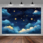 12x10ft Blue Galaxy Starry Sky Stars Backdrop Night Sky Cloud Flash Stars Children Kids Birthday Baby Shower Party Banner Newborn Baby Child Portrait Decorations Photo Props - Image 2