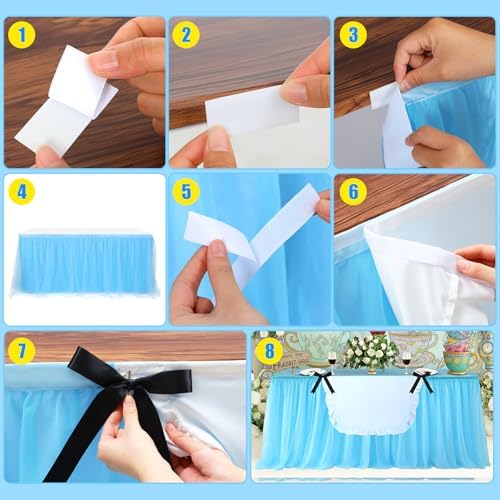 5 Pcs Wonderland Party Decor 30 x 108 in Tulle Table Skirt Set - Image 3