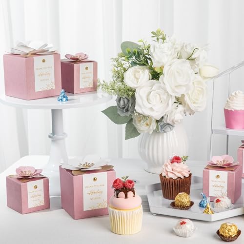 FEIYI 20 PCS 3.55” Dusty Rose Gift Boxes，Party Favor box with flowers - Image 6