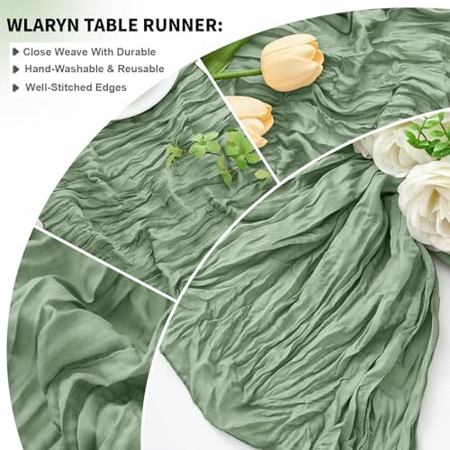 16 Pack Sage Green Cheesecloth Table Runner 21.5 x 120 Inches Boho Gauze Table Runners 10FT Long Cheese Cloth Table Runner for Bridal Shower Baby Shower Birthday Party Wedding Decor - Image 5