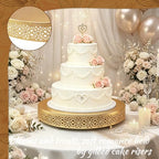 Cake Stand, Metal Round Cupcake Dessert Stand Cake Display Holder Cookies Fruit Serving Tray Decor for Wedding Party Birthday Baby Showers Anniversary (18 in, Dark Gold) - Image 3