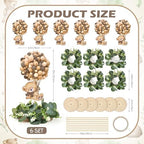 6 Set Baby Shower Bear Table Centerpieces Decortion Brown Bear with Eucalyptus Wreath Wood Slices Welcome Baby Table Toppers for Gender Reveal Boy Or Girl Party Favor - Image 2