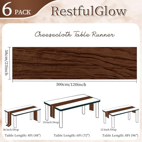6 Pack Brown Cheesecloth Table Runner 10Ft 23 x 120 Inch - Image 2