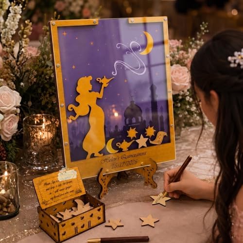 Personalized Quinceanera Guest Book Alternative Wooden Drop Top Heart Frame - Image 3