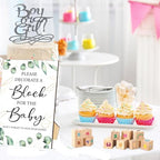 97 Pcs Baby Shower Game Sign Set Includes Decorative Square Signs 56 DIY Blank Wooden Blocks 20 Fabric Pens Baby Shower Game Prizes - Image 6