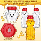 Thenshop 36 Pcs 8 oz Plastic Honey Bear Bottle Clear Squeeze, Red Lid - Image 4