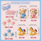 12-Piece Gender Reveal Cake Topper Set with Bear Star Rocking Horse Picks - Image 3