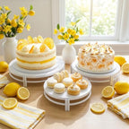 White 3Pcs Nesting Metal Cake Plate Stand Set 8" 10" 12" Dessert - Image 2