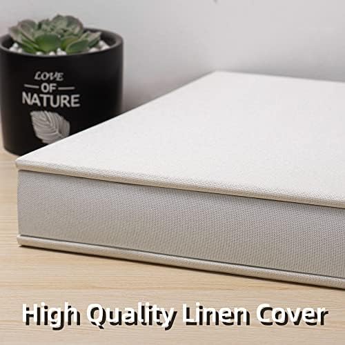 Large Photo Album Self Adhesive 4x6 5x7 3x5 8x10 Scrapbook Magnetic Album DIY Scrap Book Length 13 x Width 12.8 (Inches) 120 Black Sticky Pages Linen Cover DIY Photo Album(White) - Image 5