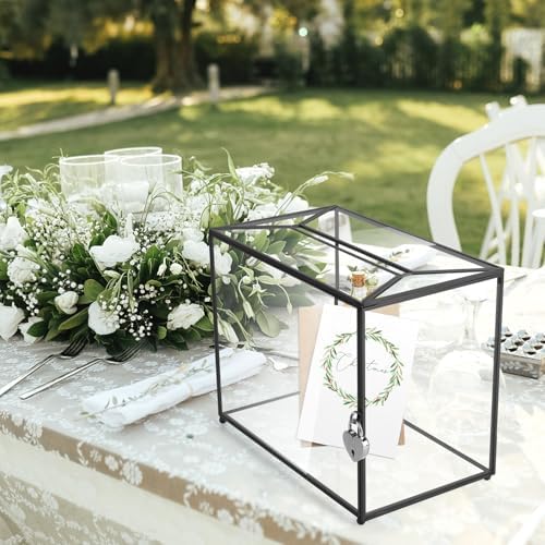 Transparent Acrylic Wedding Card Box with Lock, Slot Envelope Holder for Wedding Reception Bridal Shower Birthday Baby Shower Election Votes Graduation Parties Honeymoon Fund Memory Box - Image 3