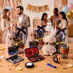 4 Sets Baby Shower Prizes for Men with Nail Clippers Towels Bottle Opener Cups Pens Tape Measure Screwdriver Ribbons Gift Bags Applicable Baby Shower Prizes for Game Winners - Image 2