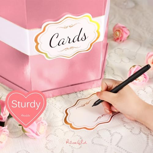 ROSEGLD Pink Card Box, Card Receiving Box with Ribbon 14x12x12 Inches - Image 3