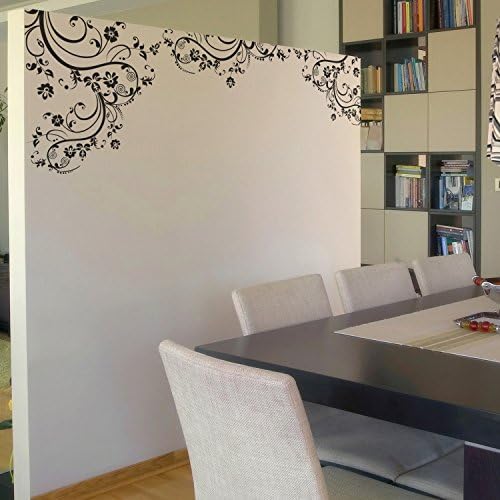 Silver Swirl Flower Floral Decal Design. Edge Wall Decal. #262A (100" X 29") #262A - Image 4