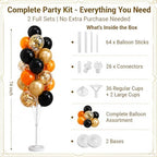 Balloon Column Kit Set of 2 With Balloons Included - with Base, and Pole,Balloon Tower Backdrop Decoration for Wedding, Baby Shower, Birthday Party, or Bachelorette Parties (Black Orange) - Image 2