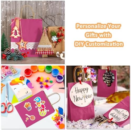 BagDream Medium Gift Bags with Handles 8x4.25x10.5 Inch Pink 100 Pack Bulk - Image 6