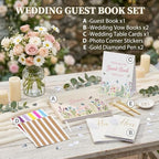 Wedding Guest Book and Vow Book Set Wildflower Embroidered Linen - Image 5