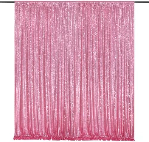 Blush Pink Sequin Backdrop Glitter Backdrop Curtains 10ft x 10ft Glitter Background for Party Baby Shower Wedding Decorations by QueenDream