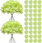 65Pcs Green Hydrangea Artificial Flowers Bulk，Realistic Silk Fake Flowers with Stems，Faux Hydrangea Flowers for Wedding Home Decor Centerpieces Living Room Garden Party Baby Shower Decoration by Cherica