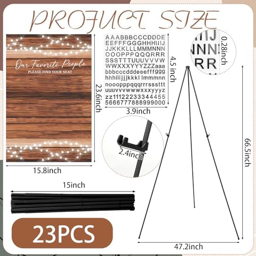 Pinkunn Wooden Wedding Seating Chart Board with Easel Display Stand 15.8 x 23.6 Inch Rustic Seating Chart Please Find Your Seat Sign for Engagement Baby & Bride Shower Wedding Sign Decor - Image 6