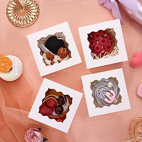 120pcs Small Cookie Boxes with Window, 4x4x2.5 In White Bakery Boxes - Image 6
