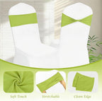 Spandex Green Chair Sashes Bows 60 Pcs Apple Green Chair Sashes Elastic Chair Cover Bands Ties Without Buckle for Wedding Birthday Party Ceremoney Events Decoration - Image 3