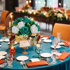 BLOSMON Teal Flowers Artificial Centerpieces: 6 Pcs Fake Roses Flowers Balls for Wedding Dinning Table - Faux Silk Kissing Floral Arrangement for Home Party Event Decor - Image 6