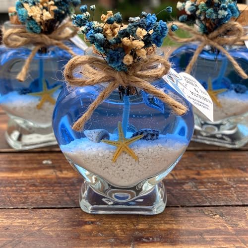 Wedding Favor Guest Bulk, Set of Heart Glass Candle Party with Custom Sticker for Guest in Bridal Party Favors, Baby Shower Gifts, Gel Candle Wedding Favors (Blue Gel White Sand, Set of 30) - Image 3