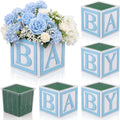 4 Set Blue Wooden Baby Boxes with Letters for Baby Shower Centerpieces by Ferrochef