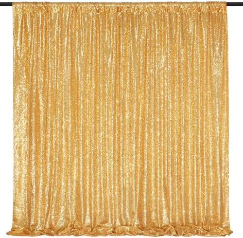 Gold Sequin Backdrop Curtain 2 Pcs 5FTx10FT Panels Stage Background for Wedding Party Drapes Decorations by SoarDream