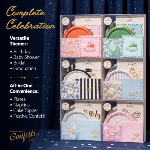 Baby Shower Celebration, Stylish Tableware Set for 8 Guests – Blue/White - Image 5