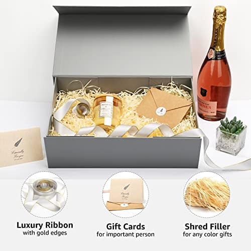 LIFELUM Grey Magnetic Gift Box for Business Presents, 13.85"x8.35"x4.45" - Image 6