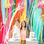 Crepe Paper Colorful Party Decorations Crepe Paper Streamers with Hanging Fringe Tinsel Curtain for Baby Shower Birthday Party Decor(8 pcs Mint Gold) - Image 4
