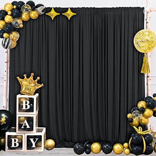 30x10ft Black Backdrop Curtain for Wedding Parties Wrinkle Free Fabric Black Drapes Backdrop Decoration for Baby Shower Birthday Photography Decoration 6 Panels, 5ft x 10ft - Image 3