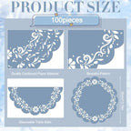 100 Pcs Blue Talavera Mexican Paper Placemats 13.5 Inch Cielito Lindo Party Decoration Disposable Scalloped Platos De Barro Mexicanos Paper Table Mat for Fiesta Wedding Baby Shower Party Decor - Image 2