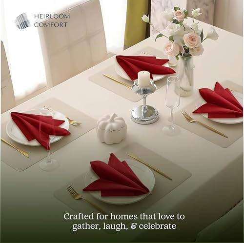 Red Cloth Napkins 18x18 Inch - Set of 12-100% Cotton, Soft, Absorbent, Reusable, Washable - Elegant Hemstitch Mitered Edges - Ideal for Dinner, Parties, Events, Everyday Use - Image 7