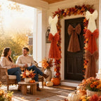 6PCS Large Fall Bows for Backdrop Cute Giant Mesh Bows Hanging Wall Decor - Image 7