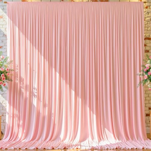 10x12ft Blush Pink Backdrop Curtain Panels for Parties - Wrinkle Free Polyester Photo Curtain Backdrop Wedding Back Drop Fabric Drapes for Party Decorations Background for Photography by WishCare