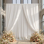 20ft x 10ft White Backdrop Curtains for Parties, 4 Panels 5ft x 10ft Wrinkle-Free Polyester Photo Backdrop Drapes for Wedding Birthday Baby Shower Graduation Photography Background by Gewonelife