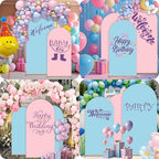 Arch Backdrop Cover Set of 2 (6FT/7.2FT) Double Color Wedding Gender Reveal Arch Cover Decorations Spandex Fitted Chiara Arch Backdrop Covers for Baby Shower Party Birthday Banquet (Pink+Blue) - Image 6
