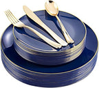YOUBET 125PCS Navy Blue Plastic Plates for Party Wedding by YOUBET