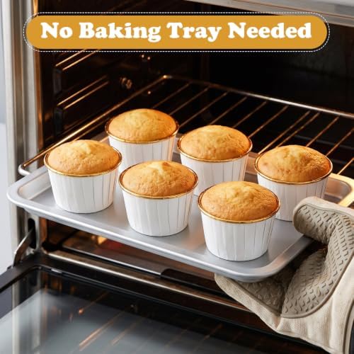 450 Pack White Gold Cupcake Liners Bulk Disposable Foil Muffin Cup - Image 2