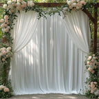 40x10FT White Backdrop Curtains for Wedding Parties, Wrinkle Free Photo Backdrop Curtains for Wedding Birthday Party Baby Shower, Fabric Drape with Rod Pockets 5ft x 10ft, 8 Panels by Unknown