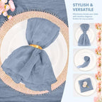 60Pack Dusty Blue Cheesecloth Napkins Rustic Boho Gauze Napkins 20"x20" - Image 4