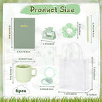 42Pcs Baby Shower Prizes for Game Winners, Baby Shower Guests Favor Set with Scrunchies Ceramic Mug Hair Claw Mirror Pen A6 Notebook Gift Bag for Wedding Bridal Showers Favor(Green) - Image 2