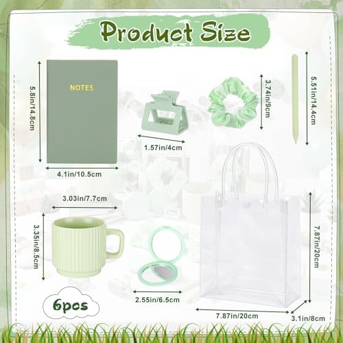 42Pcs Baby Shower Prizes for Game Winners, Baby Shower Guests Favor Set with Scrunchies Ceramic Mug Hair Claw Mirror Pen A6 Notebook Gift Bag for Wedding Bridal Showers Favor(Green) - Image 2